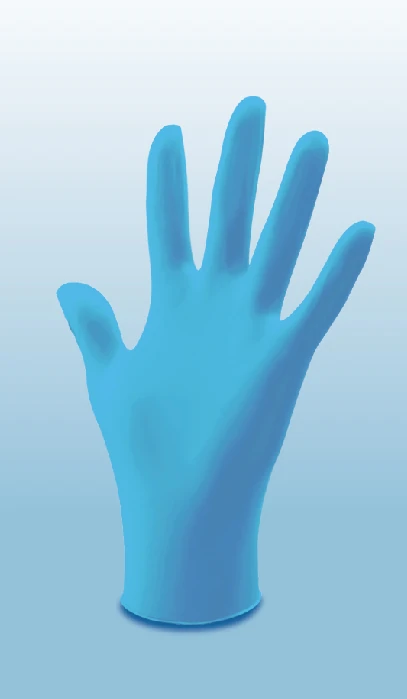 Blue disposable nitrile glove, catalogue colour reference