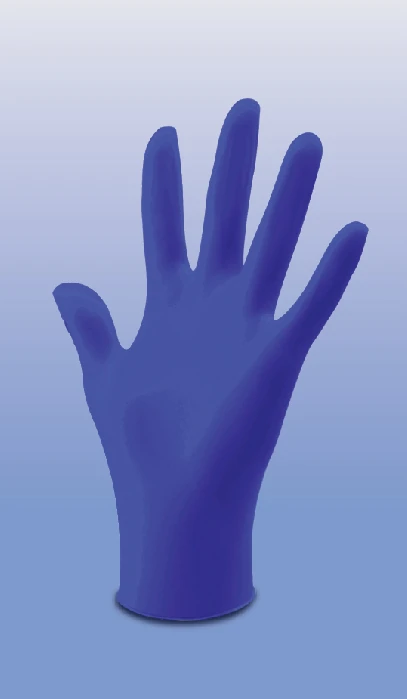 Indigo disposable nitrile glove, colour reference
